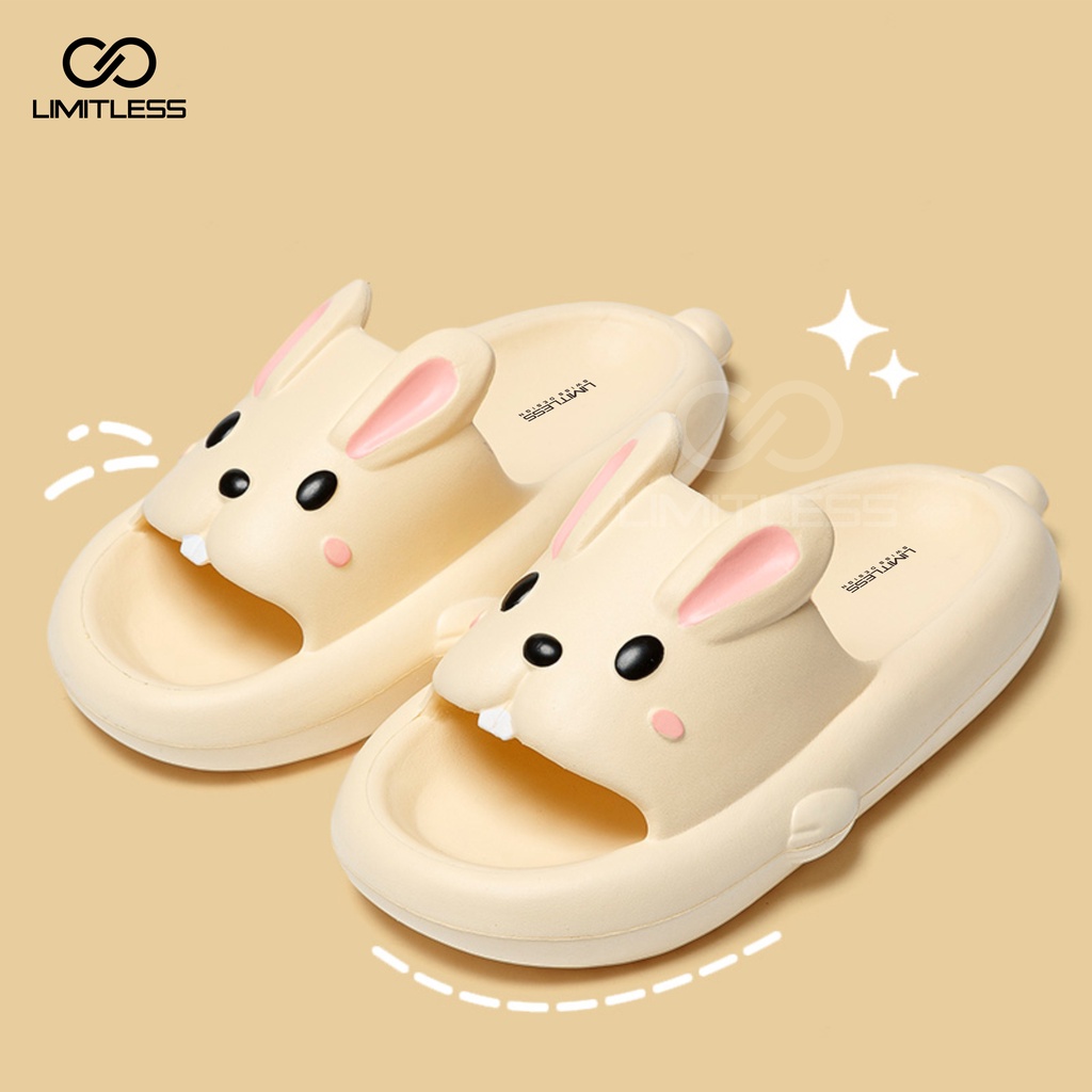 Sendal Rabbit Wanita Dewasa Slop Karakter Lucu Sandal Kelinci Dewasa Trendy Korean Style Sandal Bunny Rumah Empuk Terbaru 2023