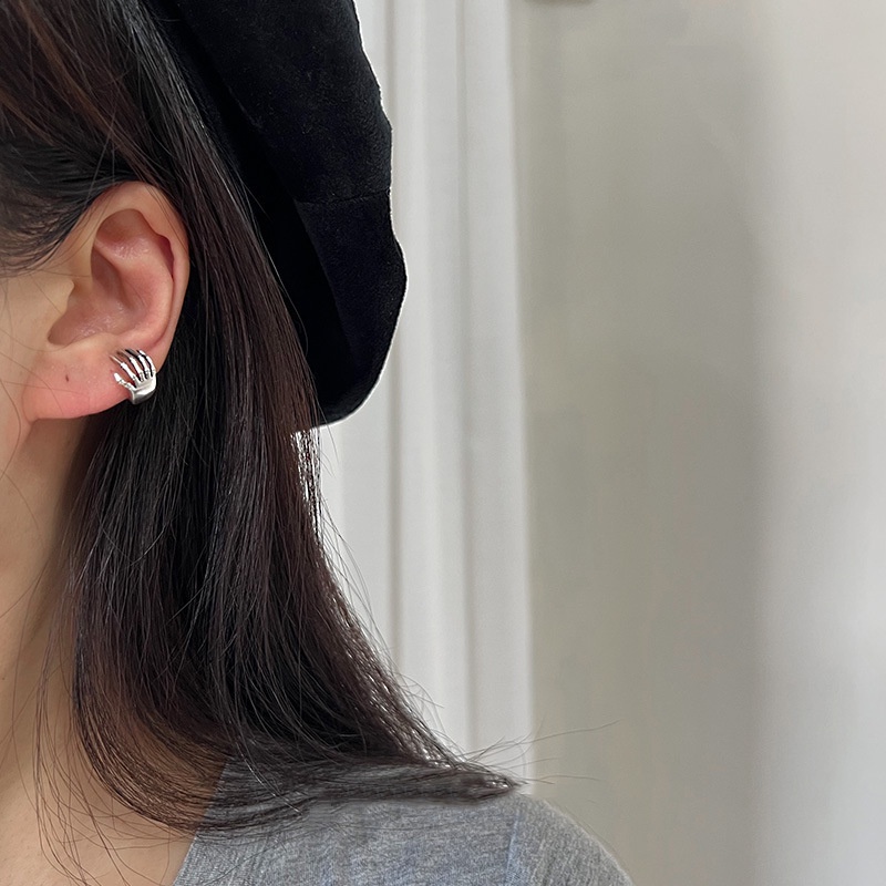 Manset Telinga Tangan Tengkorak Elegan/ Anting Kait Tulang Rawan Telinga Tangan Tengkorak Vintage/ Perhiasan Anting Tindik Palsu Fashion Untuk Unisex