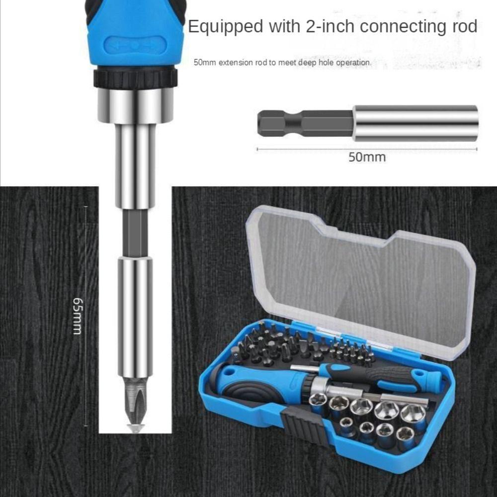 TOP 34 /44 /63PCS Ratchet Obeng Presisi Perlengkapan Alat Perbaikan Rumah Tangga Hexagonal Set Lengan
