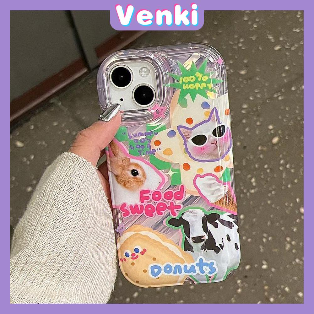 VENKI - Untuk iPhone 11 iPhone Case Laser Reflektif Transparan Ponsel Case TPU Lembut Shockproof Airbag Lucu Kreatif Kartun Kompatibel dengan iPhone 14 13 Pro max 12 Pro Max XR XR 7 8