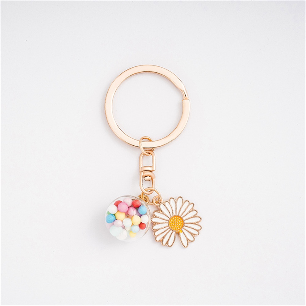 Gantungan Kunci Liontin Bola Warna-Warni Kucing Manis Bunga Kelinci Enamel Keyrings Untuk Wanita Lucu Car Keyholder Handbag Pendant Ornaments