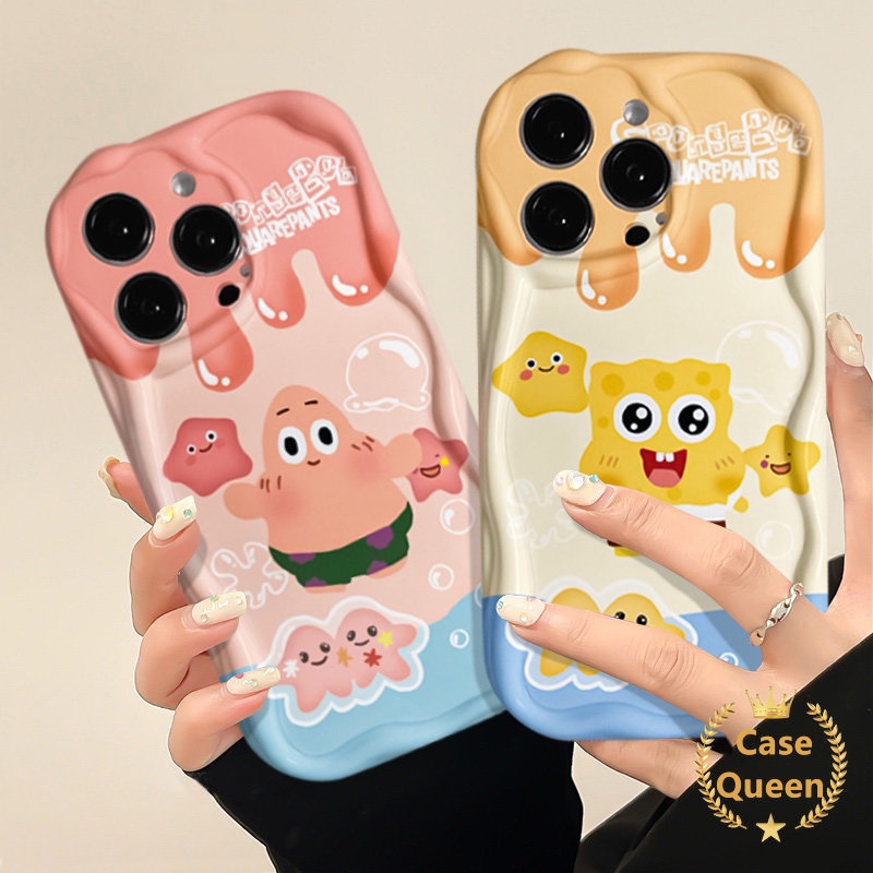 Kartun Kelinci Lucu Doraemon 3D Wavy Curved Edge Case Untuk Samsung A13 A04s M12 A24 A14 A52s A50 A30s A12 A32 A52 A50s Lovely Ice Cream SpongeBob Patrick Star Couple Cover