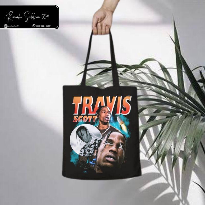 TOTE BAG TRAVIS SCOTT / TOTEBAG RESLETING HITAM / TOTEBAG BAND RAPPER RAP / TAS JINJING / TOTEBAG CA