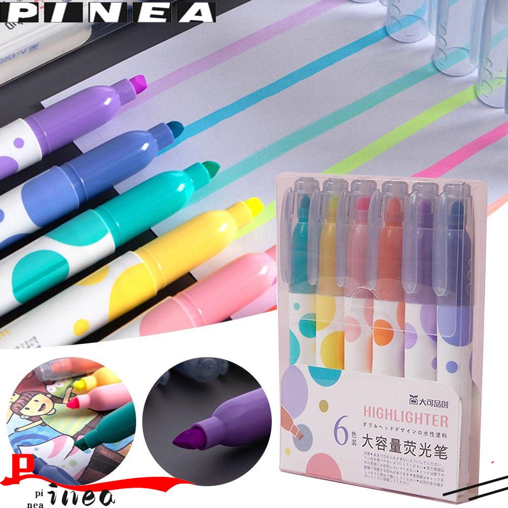 Nanas 6PCS /Set Pen Neon Hadiah Anak Warna Permen Tangan Penanda Rekening Set