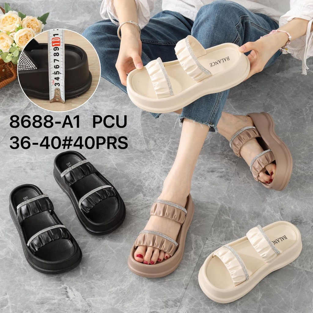 Sandal Selop Wedges 8688 A1 Sendal Wanita Karet Jelly Import Sol Tebal AntiAir SDLWW