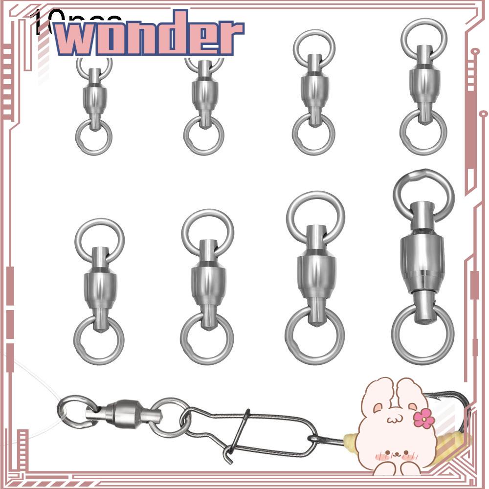 Wonder 10pcs Konektor Pancing Bantalan Bola Putar Stainless Steel Tahan Lama