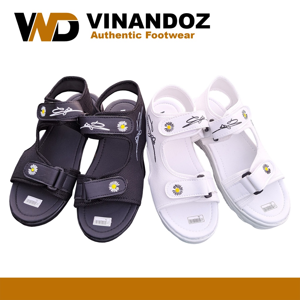 Sandal Wedges Wanita Hak 4 cm Hitam Putih - TOKOERS YF01