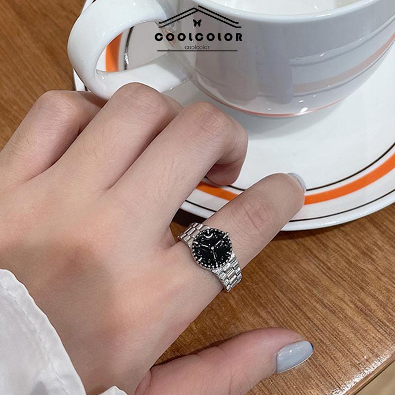 COD❤️Cincin Watch Design Emas Perak Korean Ins Untuk Pria Dan Wanita Personalize Ring- cl