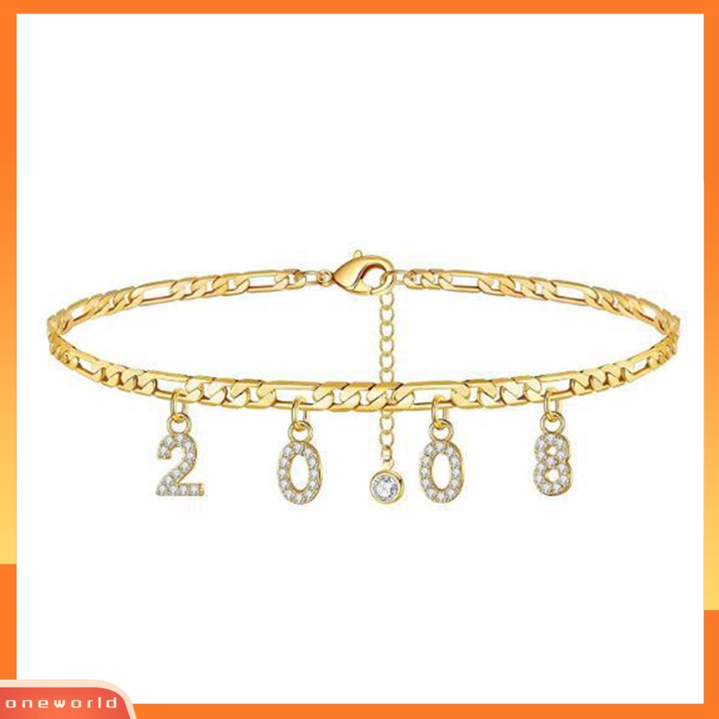 [WOD] Tahun 2006-2014 Angka Liontin Gelang Kaki Rantai Adjustable Gelang Hadiah Ulang Tahun