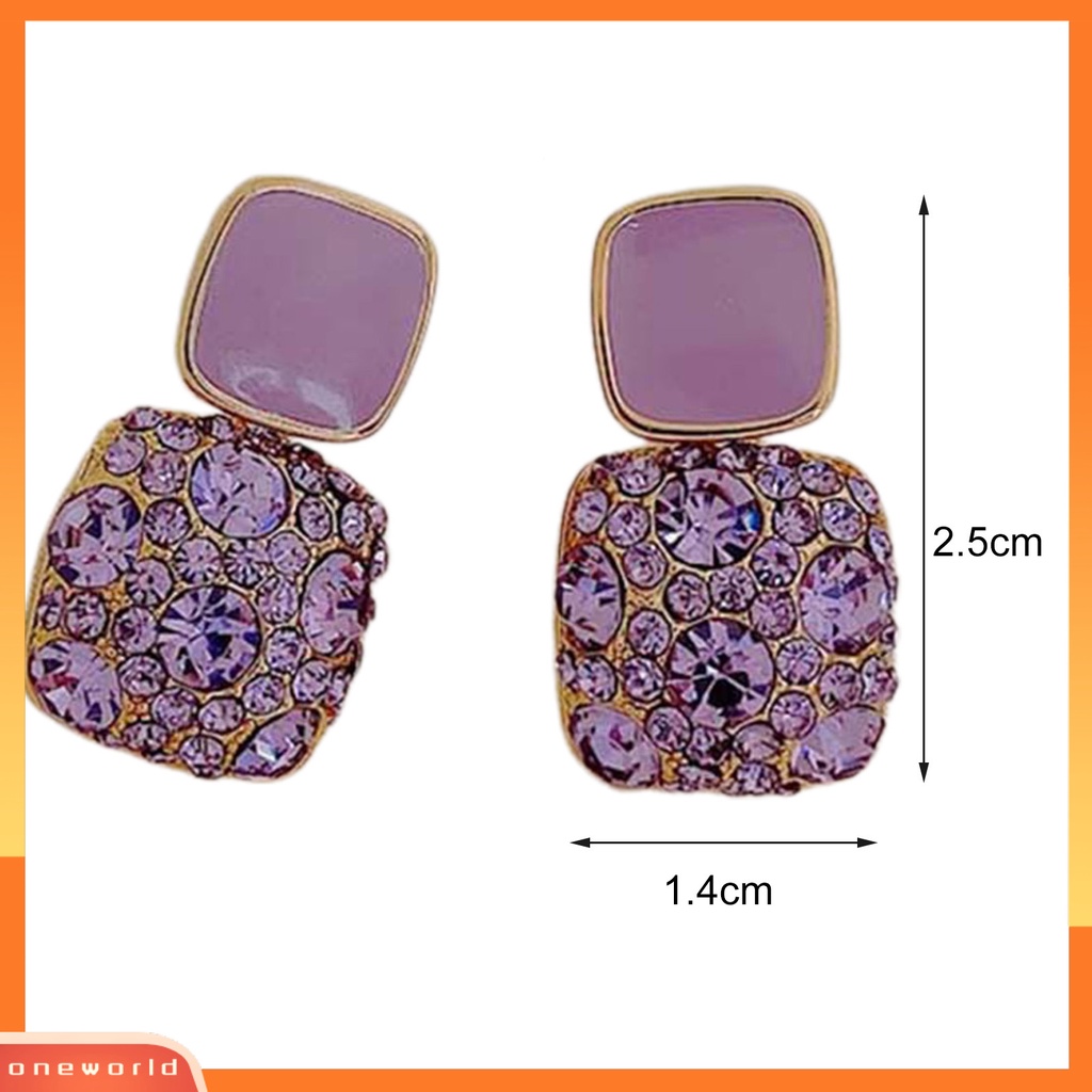 [WOD] 1pasang Anting Wanita Berlian Imitasi Persegi Vintage Fadeless Shiny Luxury Stud Earrings Untuk Hadiah