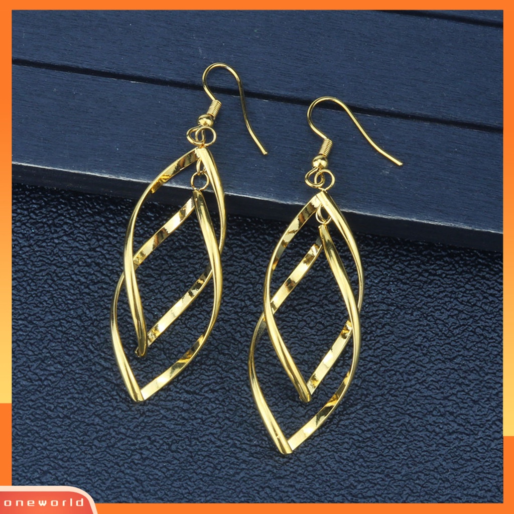 [WOD] 1pasang Anting Kait Spiral Belah Ketupat Perhiasan Halus Tahan Lama Drop Earrings Untuk Pakaian Sehari-Hari