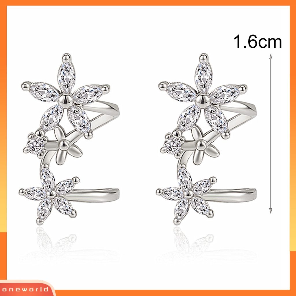 [WOD] 1pasang Anting Wanita Bentuk Bunga Arc Perhiasan Sparkling Cubic Zirconia Stud Earrings Untuk Pernikahan