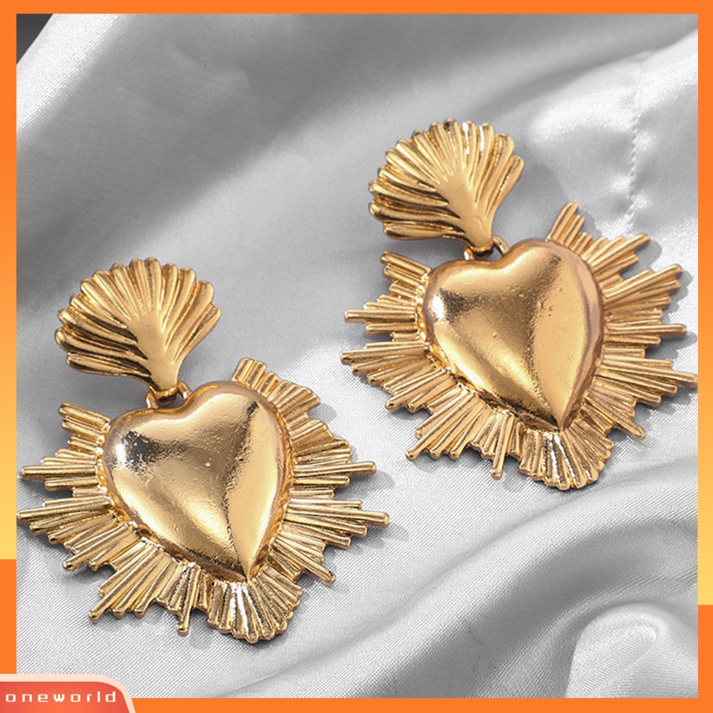 [WOD] Fashion Wanita Paduan Hati Timbul Liontin Anting Pernyataan Perhiasan Hadiah