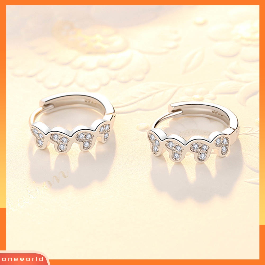 [WOD] Fashion Wanita Cubic Zirconia Hias Hati Huggie Anting Hadiah Perhiasan Pernikahan