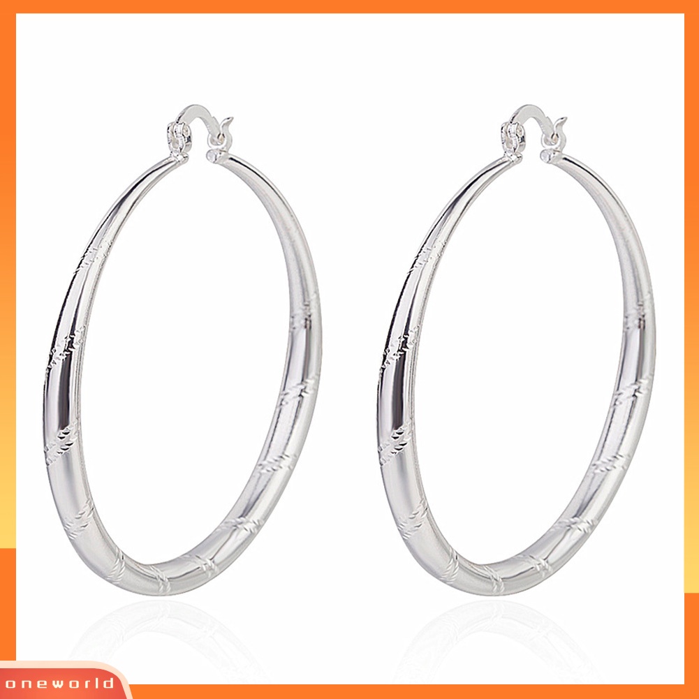 [WOD] Wanita Bergaya Bulat Besar Bentuk Lingkaran Retro Besar Hoop Earrings Perhiasan Hadiah