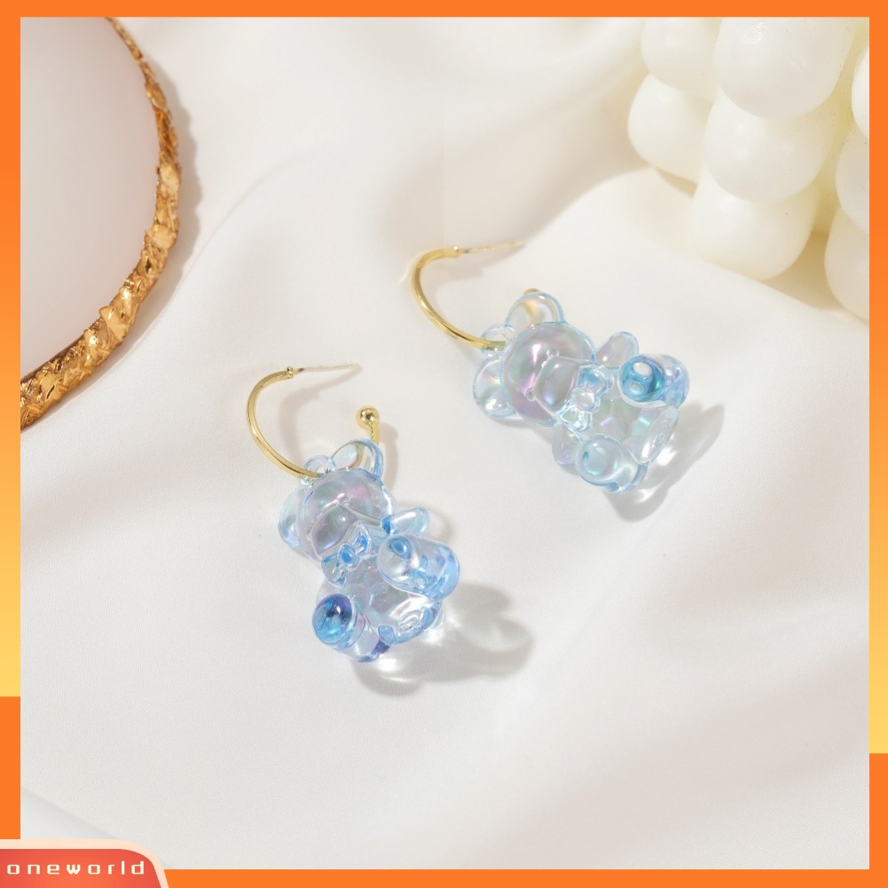 [WOD] Wanita Indah Desain Beruang Tiga Dimensi Transparan Anting Perhiasan Hadiah