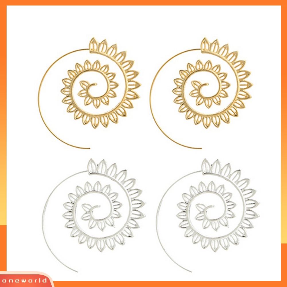 [WOD] Anting Hoop Pesta Bentuk Tetesan Air Paduan Spiral Perhiasan Eardrop Fashion Lady