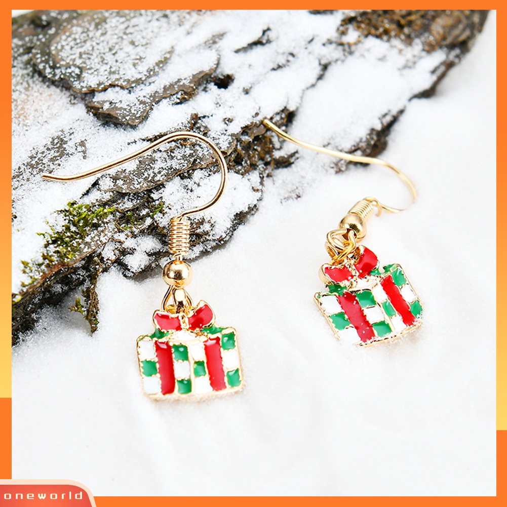 [WOD] 6pasang Santa Claus Snowflake Jingle Bell Ear Hook Wanita Anting Xmas Perhiasan