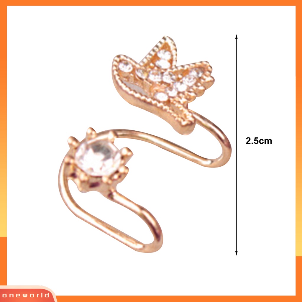 [WOD] 1pc Anting Desain Bentuk Brid Tanpa Tindik Bahan Alloy Berlian Imitasi Hias Klip Telinga Untuk Wanita