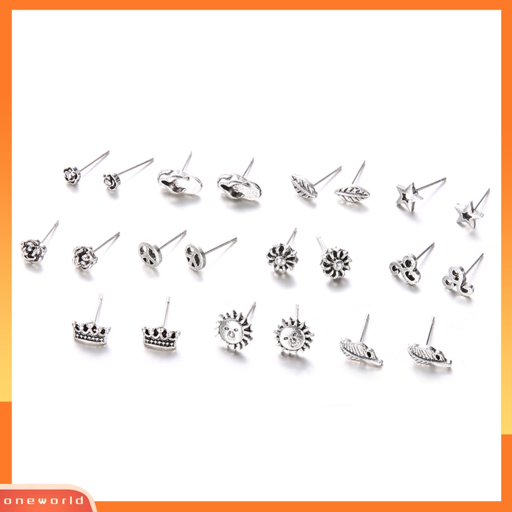 [WOD] 11pasang /Set Bohemia Bunga Daun Kecil Telinga Giwang Wanita Anting Dekorasi Pesta