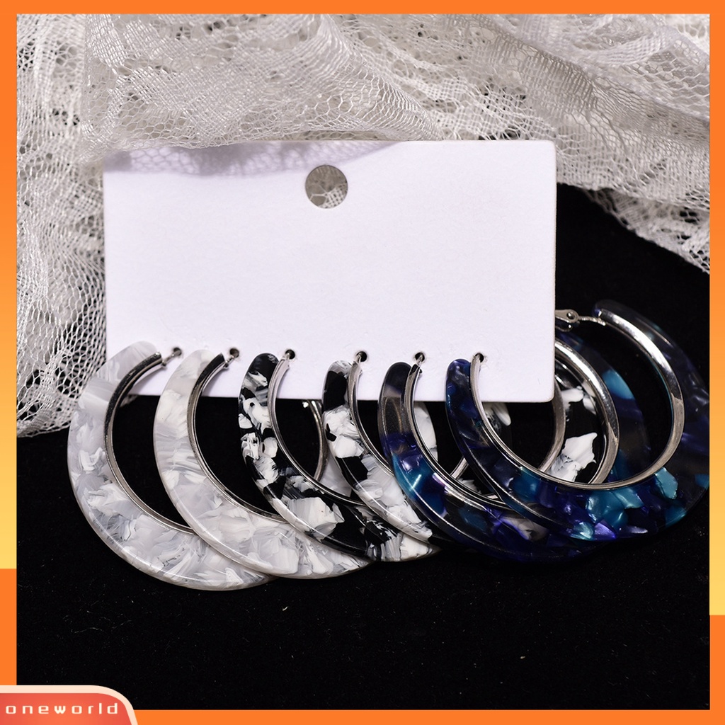 [WOD] 3pasang Anting Wanita Bentuk C Perhiasan Vintage Electroplating Geometris Hoop Earrings Hadiah Ulang Tahun