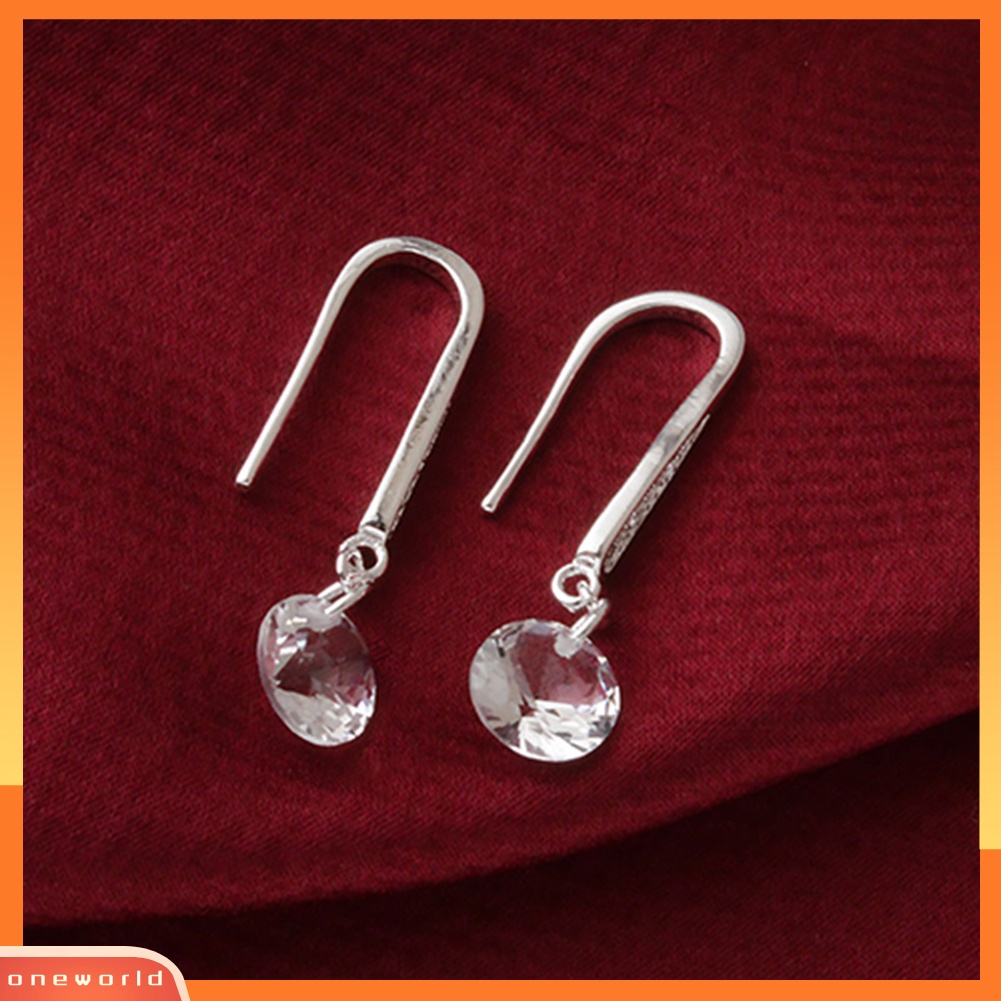 [WOD] Wanita Fashion925 Sterling Perak Berlian Imitasi Menjuntai Anting-Anting Perhiasan Pernikahan