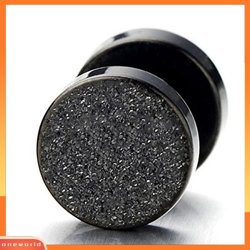 [WOD] Fashion Unisex Ear Studs Hitam Stainless Steel Punk Ear Plugs Earrings Perhiasan