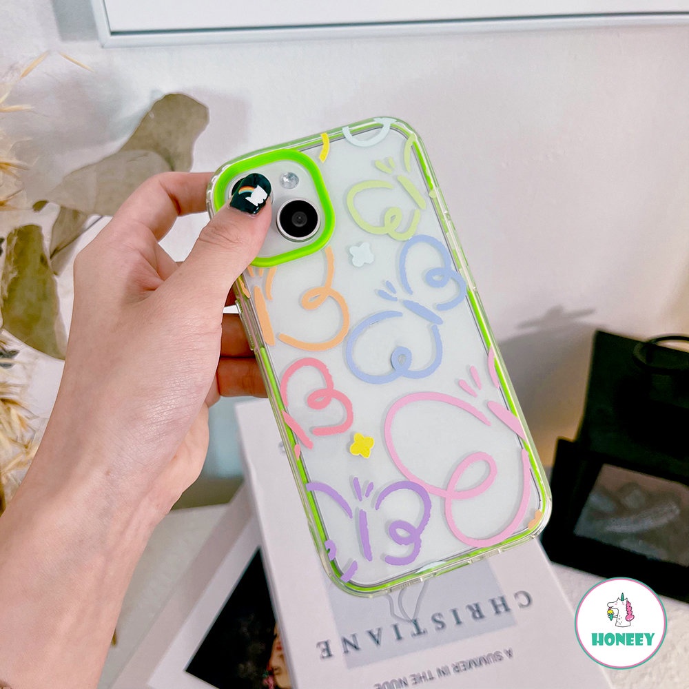 Casing Kupu-Kupu Bening Untuk iPhone 11 Pro Max Case Untuk iPhone 14 Pro 13 12 Pro Max7 8plus XS XR Frame Hijau Neon 3-in-1 Penutup Belakang