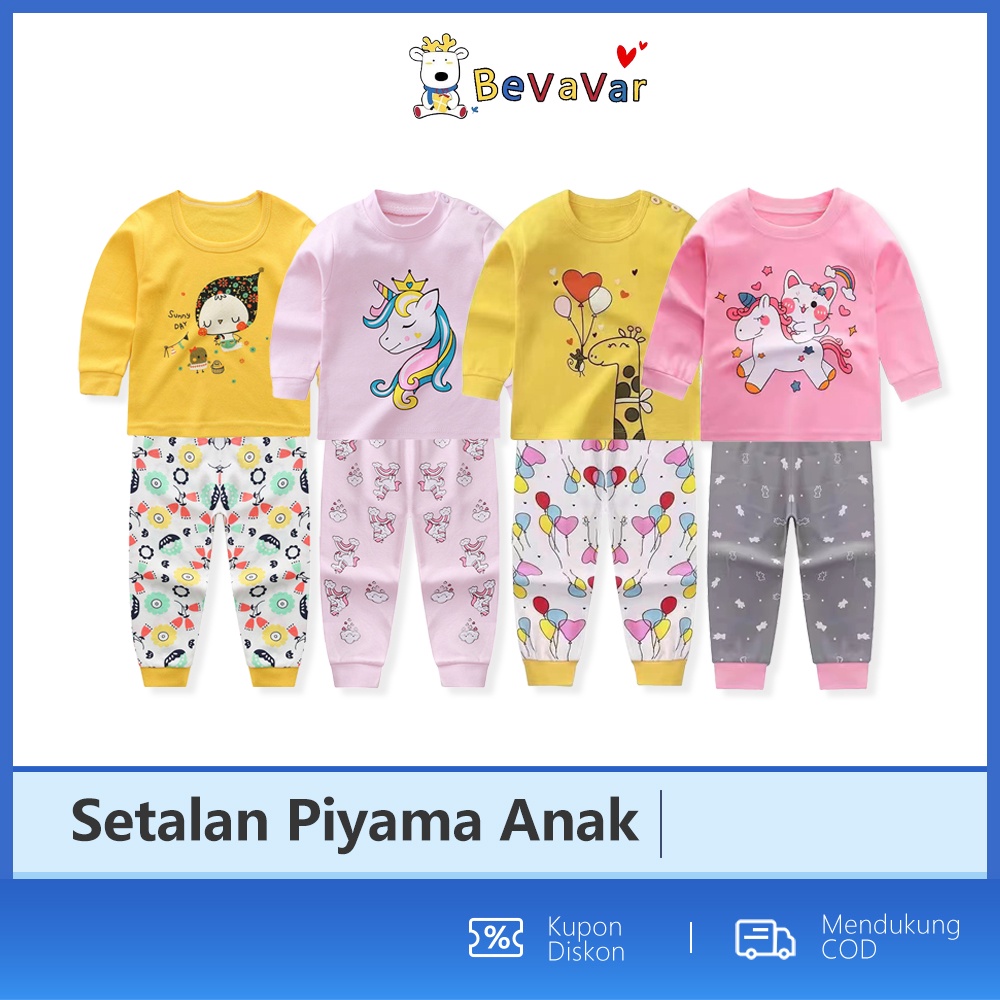 BEVAVAR 0-2 thn Setelan  piyama anak perempuan / 1 set piyama Kapas murni baju anak bayi  perempuan import