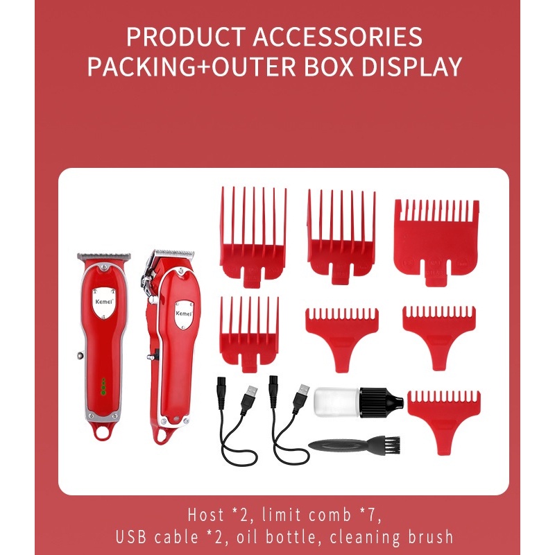 KEMEI KM-3911 - Set Combo Electric Hair Clipper - Alat Pangkas Rambut