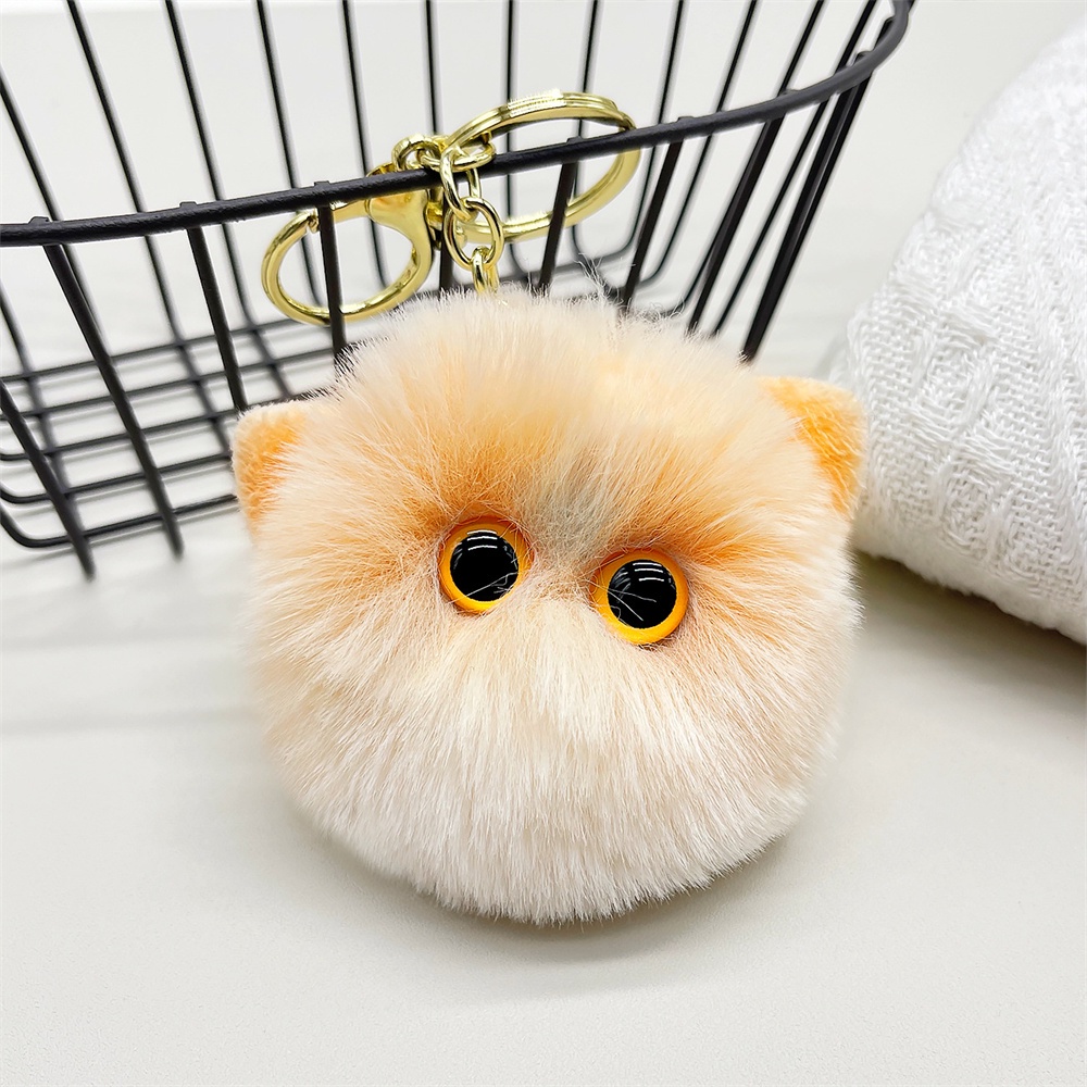 Gantungan Kunci Kepala Kucing Mewah Lucu Sweet Pompom Animal Keyrings Untuk Wanita Fashion Handbag Charms Aksesoris Hadiah Liburan Souvenir