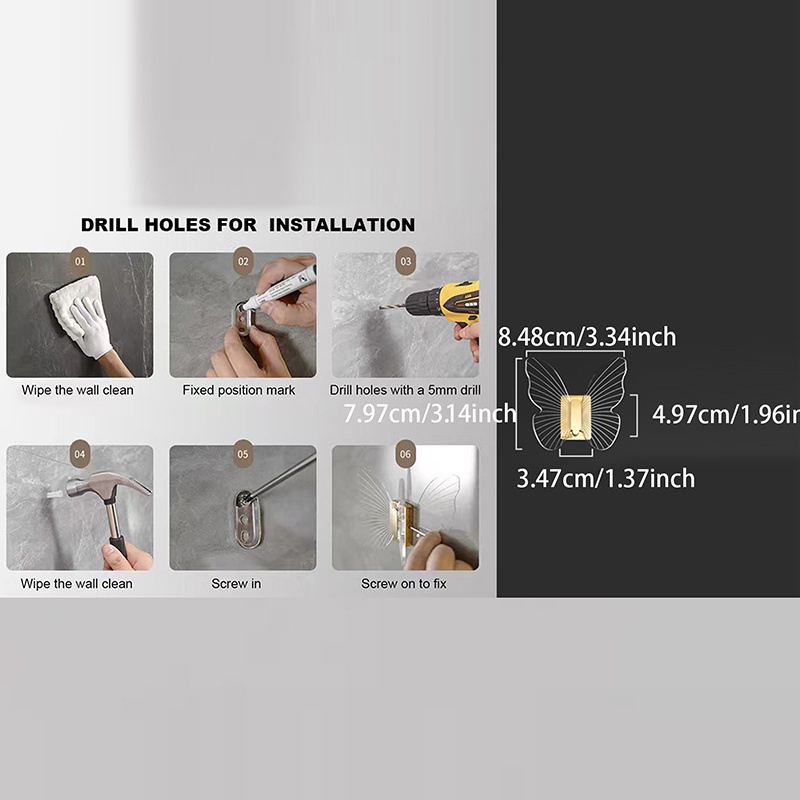 Acrylic Brass Hook Butterfly Robe Hooks Pintu Tas Tempat Kunci Rak Gantungan Handuk Dinding Mouted Peralatan Kamar Mandi Dekorasi Rumah
