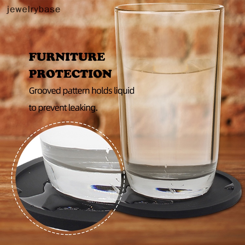 [jewelrybase] Tatakan Gelas Silikon Gelas Bulat Set Isi 6pcs Tatakan Gelas Dengan Holder Glass Coaster Set Silicone Coaster Non-Slip &amp; Washable Butik