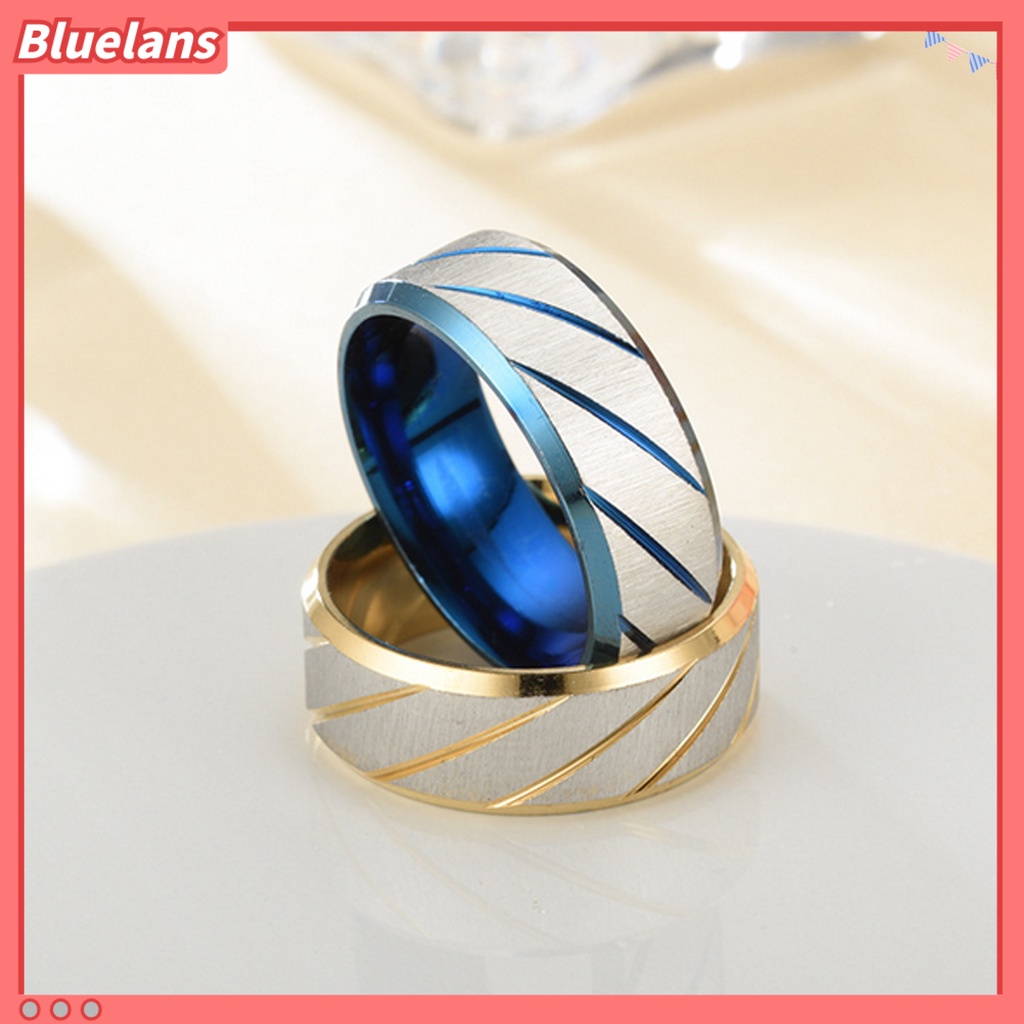 [BLS] Cincin Couple Pola Twill All-match Pengerjaan Halus Stainless Steel Geometris Mengkilap Unisex Rings Untuk Tunangan