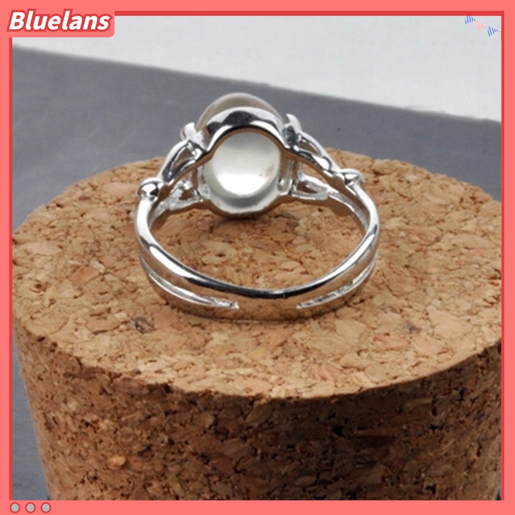 [BLS] Vintage Moonstone Bertatahkan Jari Cincin Wanita Perhiasan Pernikahan Hadiah Hari Valentine