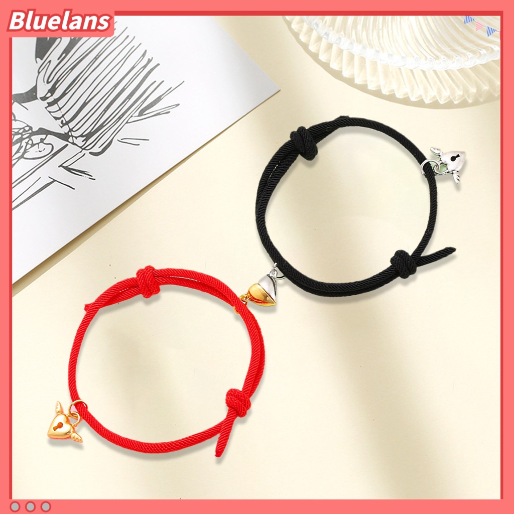 [BLS] 1pasang ic Gelang Nilon Tali Tangan Buatan Tangan Adjustable Electroplating Liontin Tidak Luntur Hias Pecinta Menarik Atraksi Hati Gelang Perhiasan Aksesori