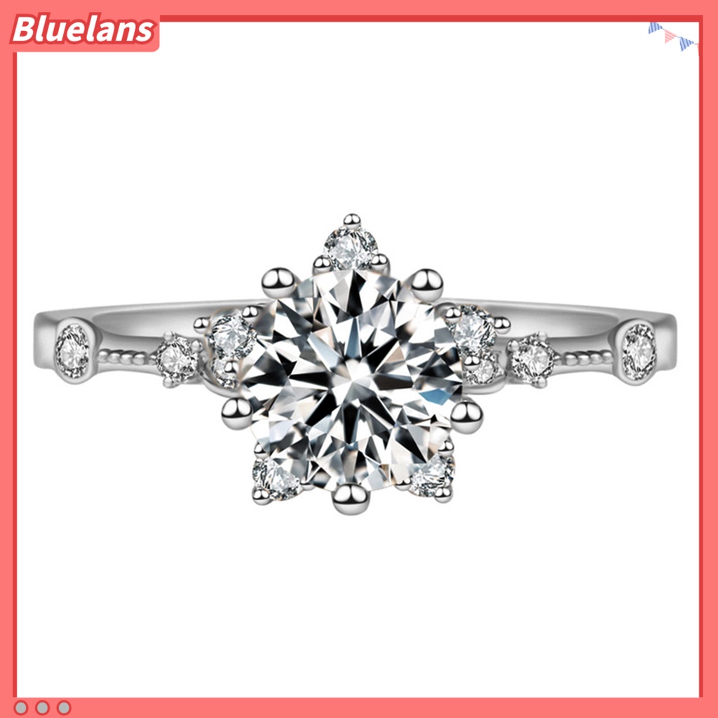 [BLS] Wanita Zirkon Bersinar Snowflake Open-end Cincin Retro Circlet Perhiasan Pasangan Hadiah