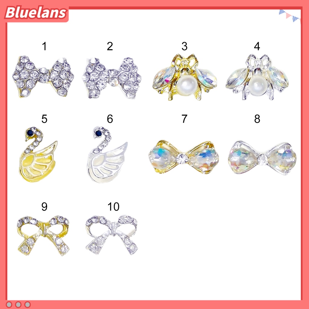 [BLM] 10pcs /Pack Manicure Dekorasi Hias Mudah Di Aplikasikan Alloy Nail Art Aksesoris Ikatan Simpul Berlian Imitasi Untuk Penggunaan Pribadi