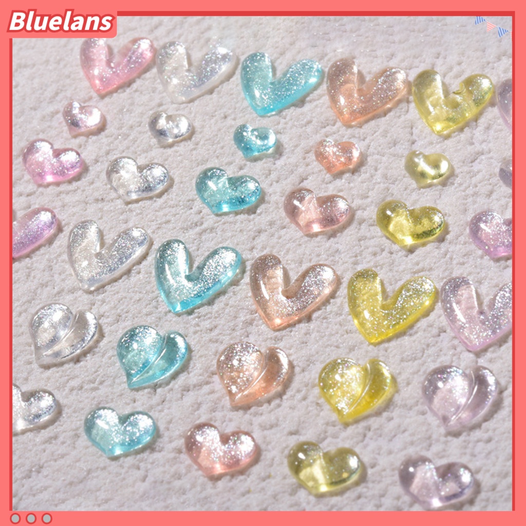 [BLM] 30pcs /Set Ornamen Kuku Efek Mata Kucing Penembus Es Tembus Flat Bottom Drill Peach Heart Rhinestone Untuk Kecantikan