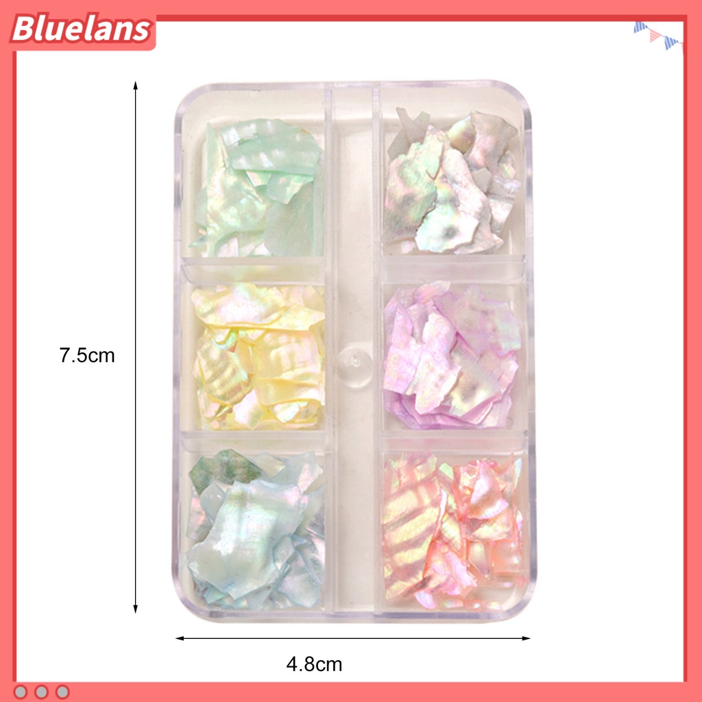 [BLM] 1box Manicure Decoration Stylish Compact Aplikasi Lebar Batu Cangkang Berwarna Hiasan Kuku Untuk Casing Ponsel