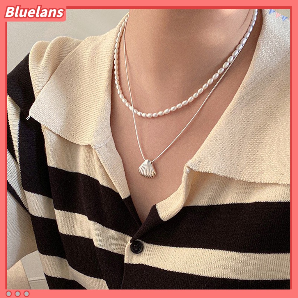 [BLS] Liontin Kalung Indah Elektroplating Tekstur Halus Pengerjaan Halus Kepribadian Berdandan Tidak Luntur Trendi Niche Kerang Kalung Perhiasan Aksesori