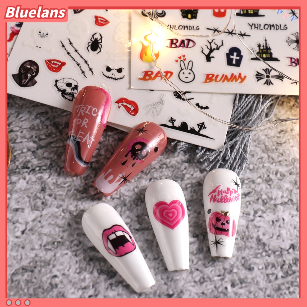 [BLM] Manicure Decal Self Adhesive Tahan Air Removable Ultra-Tipis Mudah Diterapkan Meningkatkan Suasana Hewan Peliharaan Halloween-Bloody Style Nail Decal Manicures Designs Perlengkapan Kuku