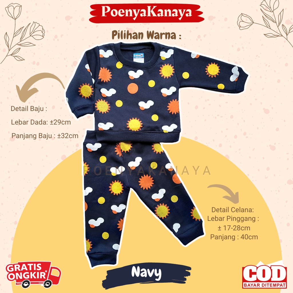 Setelan Sweater Jaket Bayi Anak Panjang Awan &amp; Matahari HBc Size 6-18 Bulan SPY55