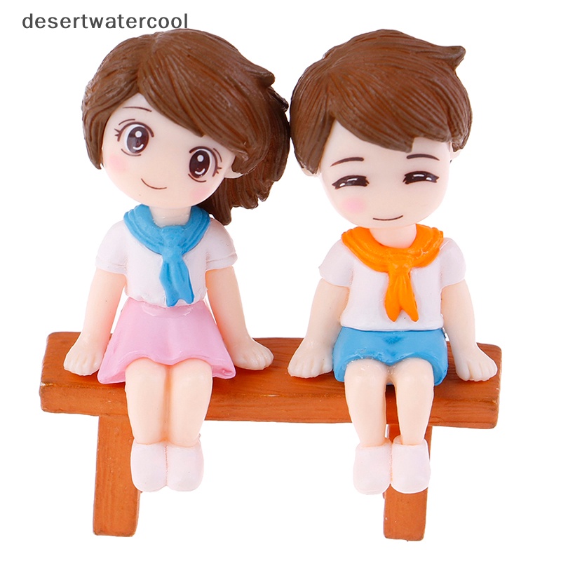 Deid 1set Sweet Couple DIY Patung Miniatur Mini Taman Deco Kursi Lanskap Mikro Martijn