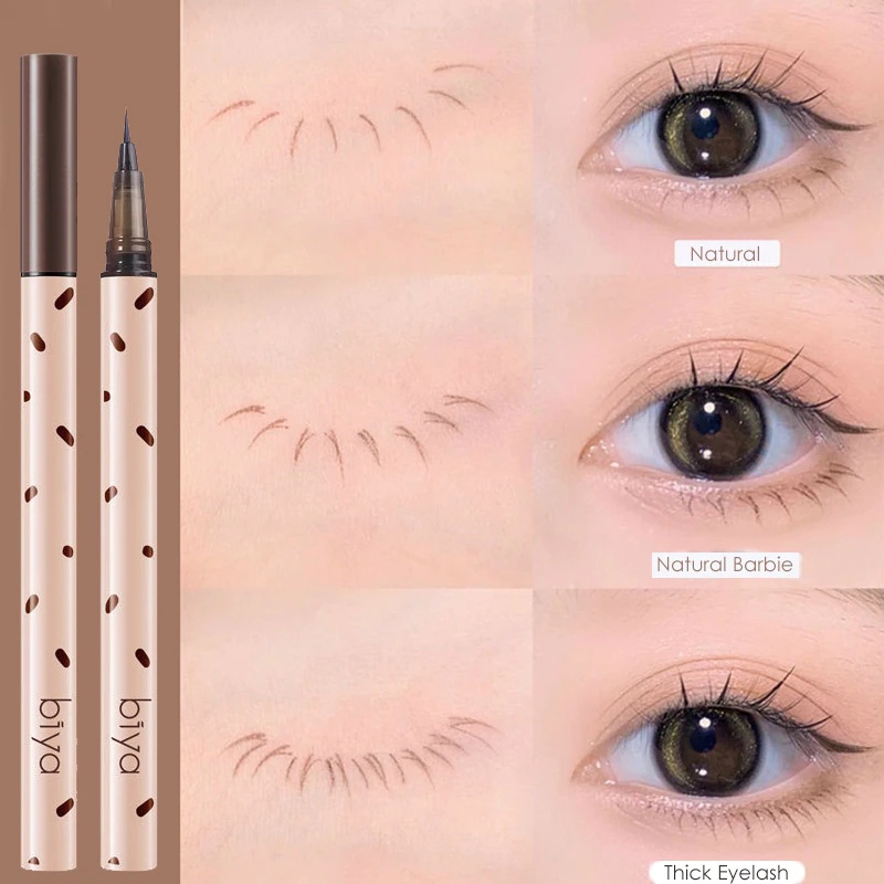 BIYA Eyebrow Pen Menggambar Alis dan Bulu Mata Eyelash Pen Eyeliner Liquid 4D Waterproof