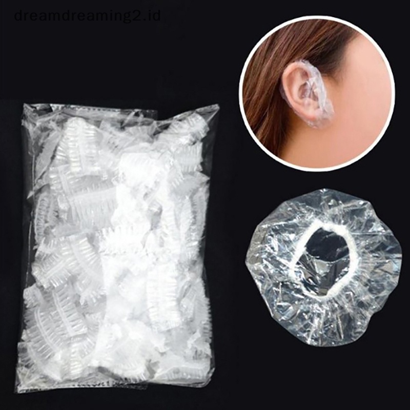 (drea) 100pcs Penutup Telinga Anti Air Mandi Shower Salon Pelindung Telinga Pewarna Rambut Earmuffs //