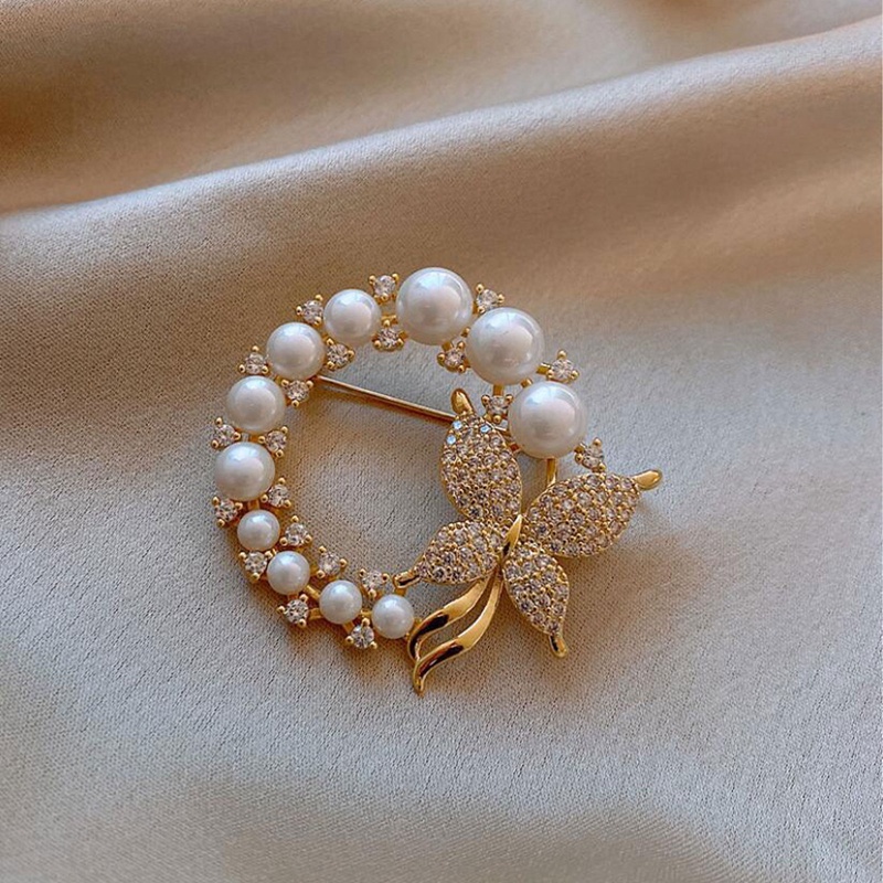 Bros Fashion Mutiara Berlian Imitasi Untuk Wanita Baroque Trendy Butterfly Pins