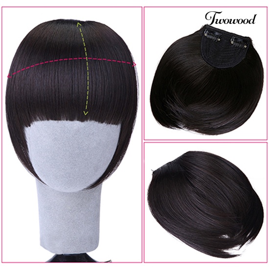 Twowood Pretty Girl's Clip on/in Poni Rapi Lurus Palsu Bob Style Fringe Sopak