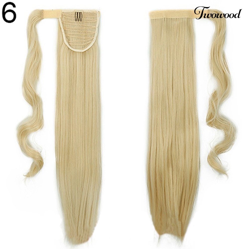 Twowood Wanita Gadis Panjang Lurus Bergelombang Ponytail Wig Klip in Pony Tail Hair Extensions