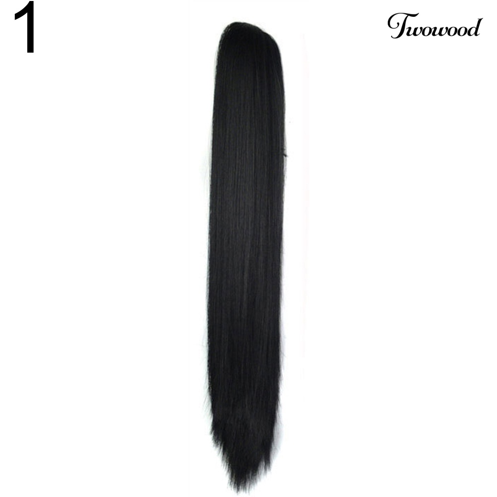 Twowood Fashion Wanita Panjang Lurus Alami Klip Ponytail Rambut Wig Ekstensi Sopak